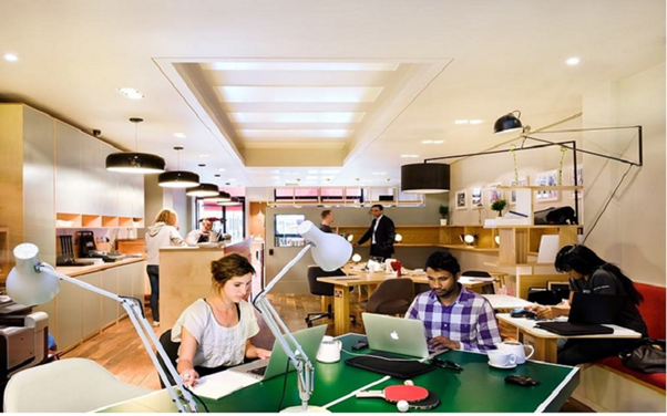 Không gian làm việc được phân bổ thành nhiều khu vực khác nhau