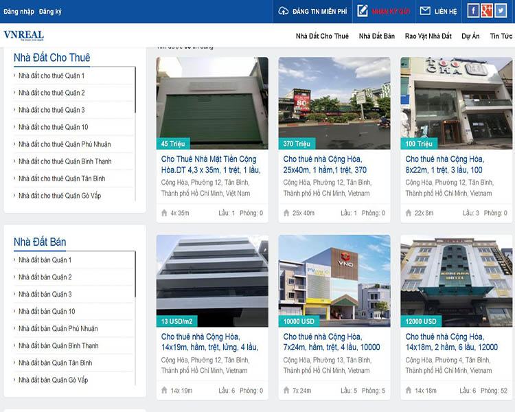 Danh sách nhà cho thuê đường Cộng Hòa