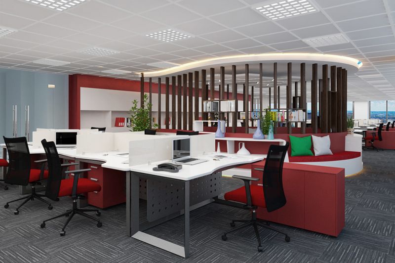 Thiết kế văn phòng tông đỏ rực của công ty Marubeni Việt Nam