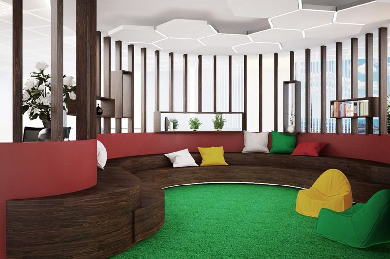 Thiết kế văn phòng tông đỏ rực của công ty Marubeni Việt Nam