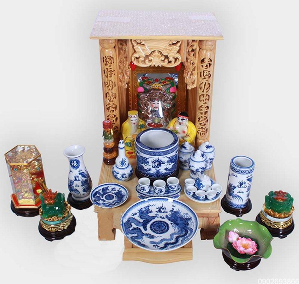 Trọn bộ vật phẩm trên bàn thờ thần tài ông địa